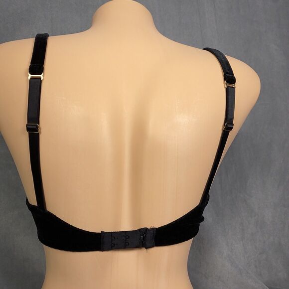 Vintage Warner’s Velvet Beware Bra 34B Black Velvet 2524 Unlined Underwire - Picture 3 of 8
